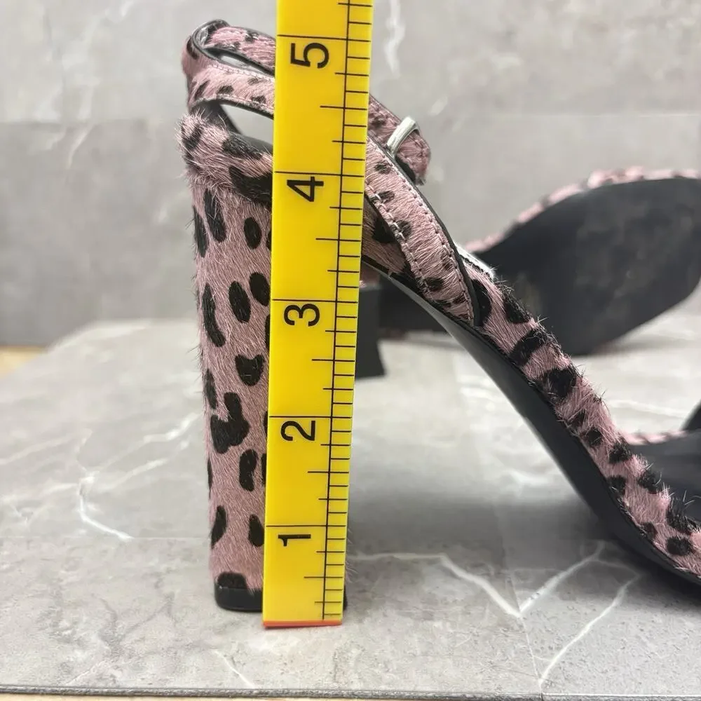 Steve Madden Pink Leopard Sandal Block Heel Sandal Y2K Barbiecore Glam Size 8.5M